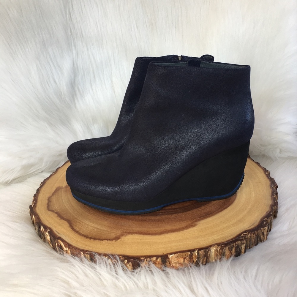 Camper to & ether leather side zip wedge booties